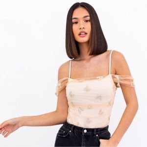 Champagne Butterfly Mesh Bodysuit (Fearless Era)